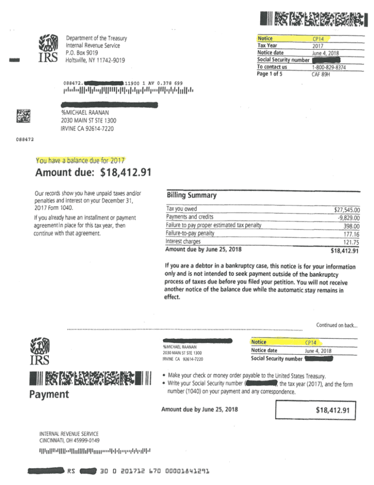 IRS CP14 Tax Notice Letter - What is it? - Landmark Tax Group